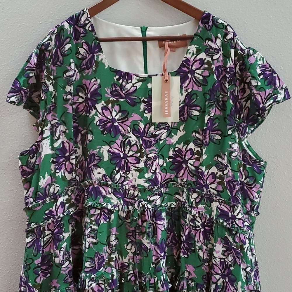 Jessakae Flowers square neck midi dress